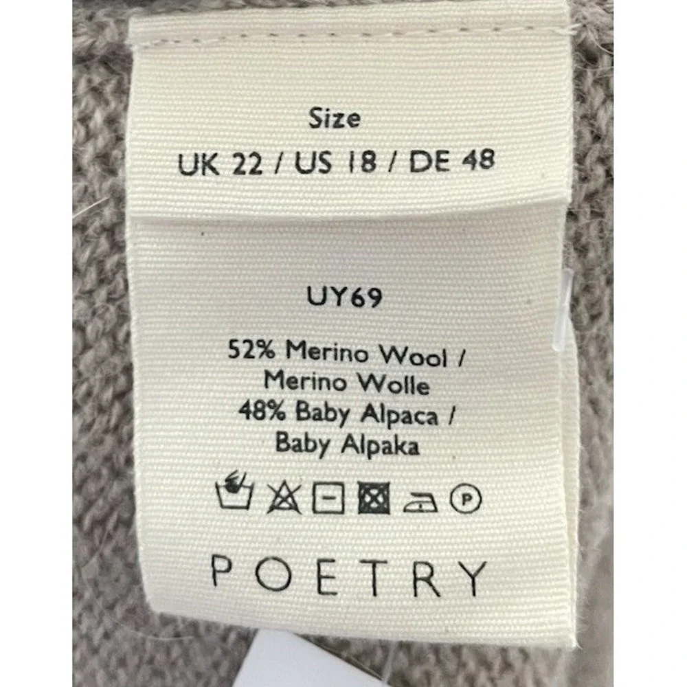 NWT POETRY KNITTED Midi Skirt Beige Wool Alpaca Pull On Size US 18
